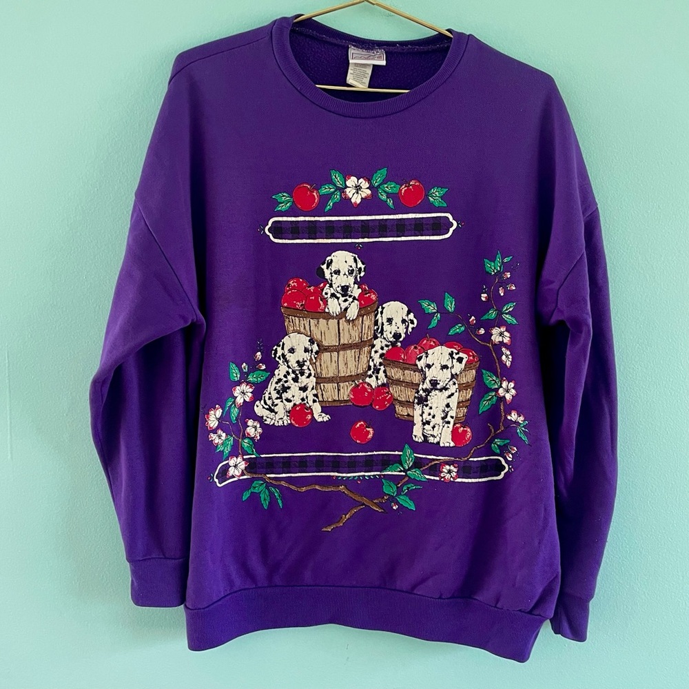 Vintage Dalmatian Puppy Sweatshirt 90s Cute Dalmatians puppies Dog Crewneck M